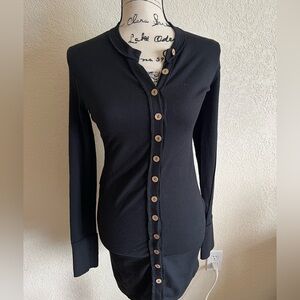 We The Free Black Button-Down Ribbed Henley Sweater Dress